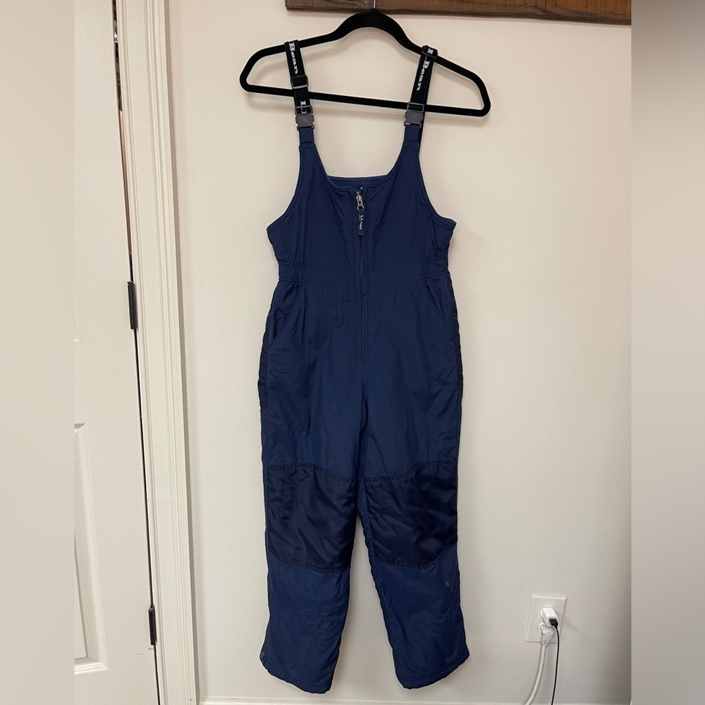 L.L. Bean: Kids Navy Snow Bibs, Size 12